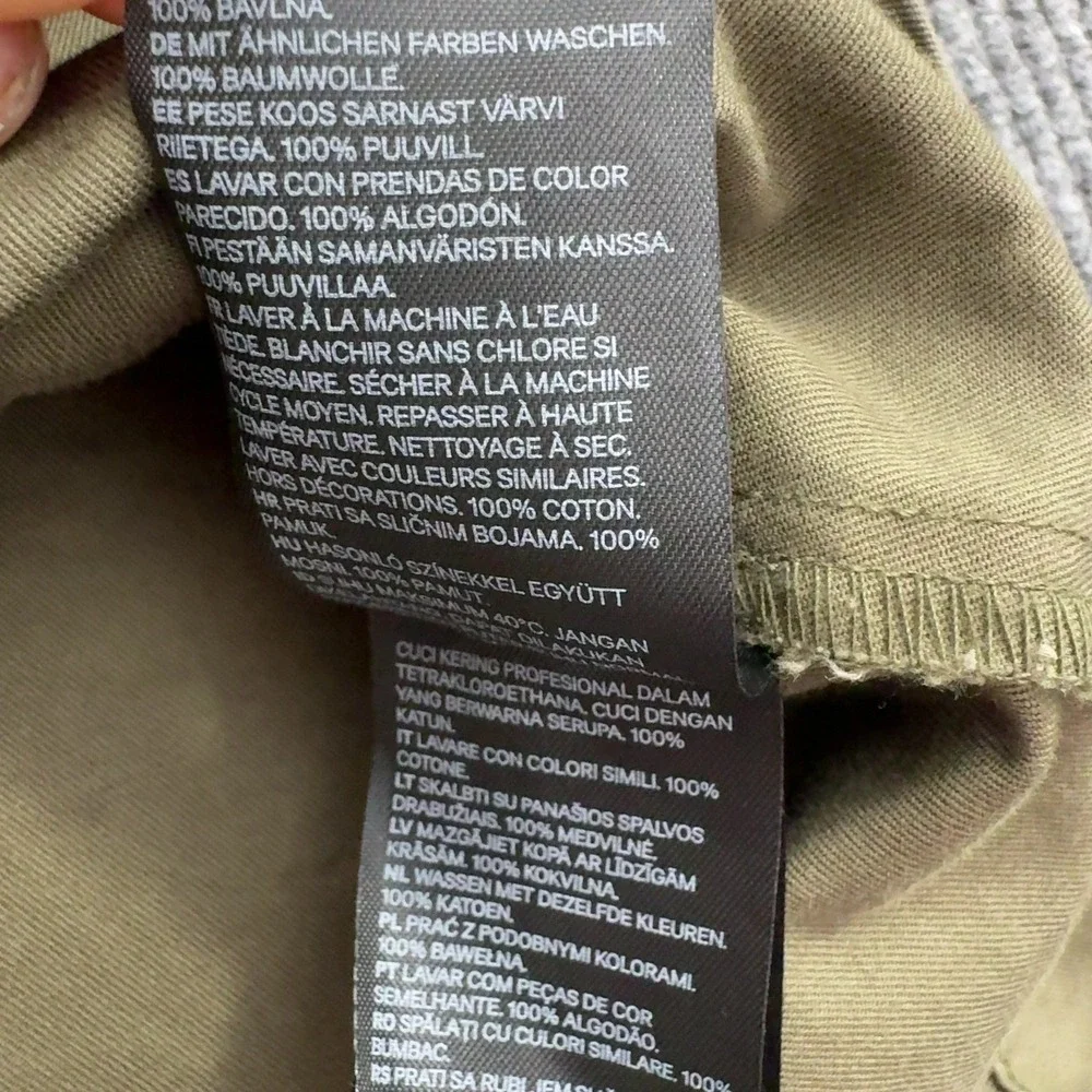 H&M Divided Parka Jacket Men XS Green Cotton Hooded Utility Military Gorpcore